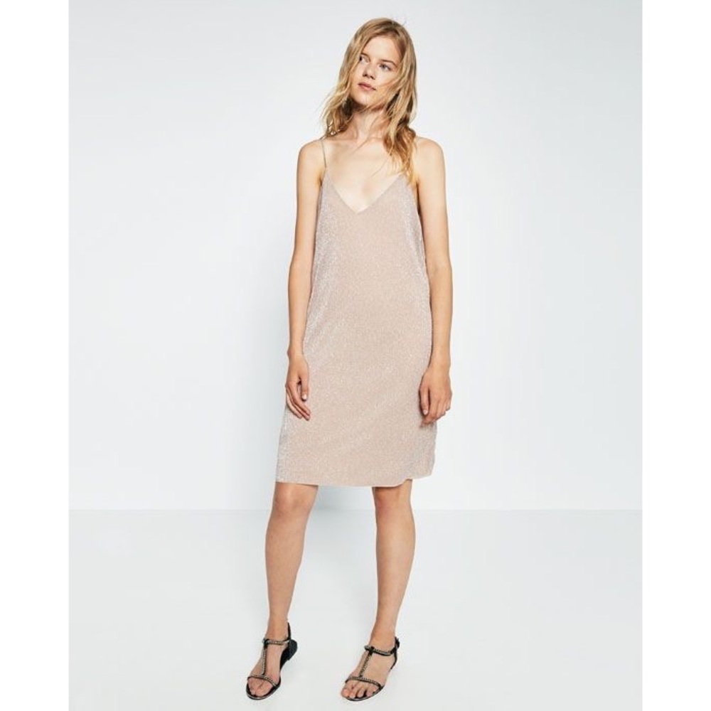 Zara Collection Shimmer Tread Rose Cocktail Dress